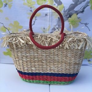 franka straw ring tote bag
